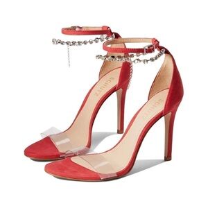 Schutz Lah heels Size 8.5 Color:Clube Red/Transparente/Cristal/Niquel